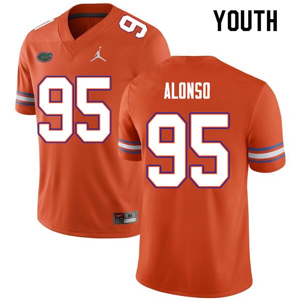 Youth #95 Lucas Alonso Florida Gators College Football Jersey Orange